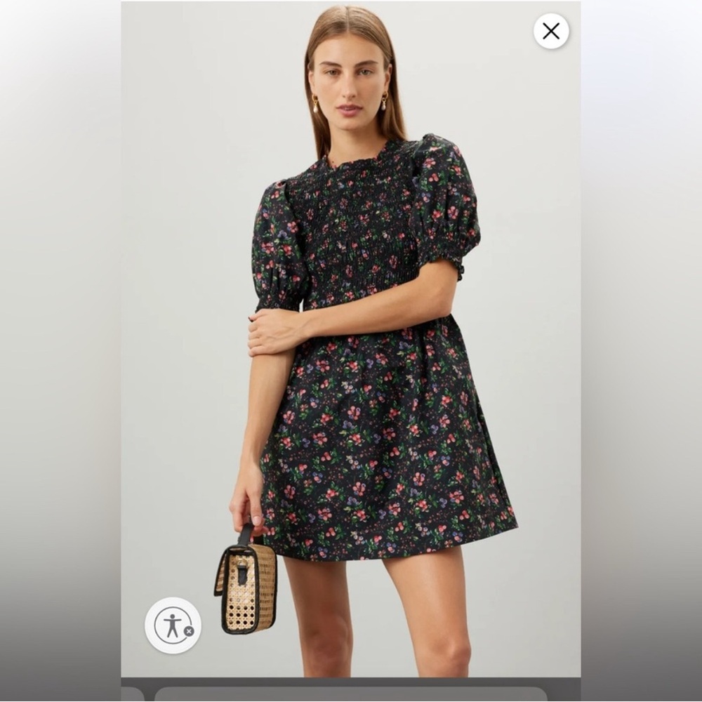 Hill House Vivi Black Floral Mini Dress size XS